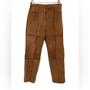 Selene Sport Sued Leather Patchwork Brown High Waist Vintage Pants Size 10